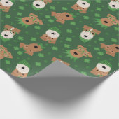 Happy St Patricks Day Welsh Wire Fox Terrier Honde Cadeaupapier (Hoek)