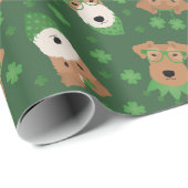 Happy St Patricks Day Welsh Wire Fox Terrier Honde Cadeaupapier (Rol Hoek)