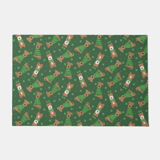 Happy St Patricks Day Welsh Wire Fox Terrier Honde Deurmat (Voorkant)