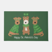 Happy St Patricks Day Welsh Wire Fox Terrier Honde Deurmat (Voorkant)