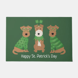 Happy St Patricks Day Welsh Wire Fox Terrier Honde Deurmat