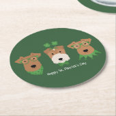 Happy St Patricks Day Welsh Wire Fox Terrier Honde Ronde Kartonnen Onderzetter (Gebogen)