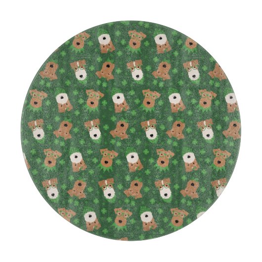 Happy St Patricks Day Welsh Wire Fox Terrier Honde Snijplank (Voorkant)