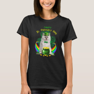 Happy St Patricks Day White Cat Leprechaun Pet Sha T-shirt