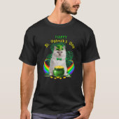 Happy St Patricks Day White Cat Leprechaun Pet Sha T-shirt (Voorkant)