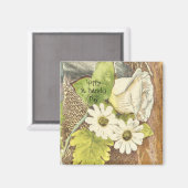 Happy St. Patrick's Day White Flowers Magneet (Voorkant / Achterkant)