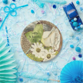 Happy St. Patrick's Day White Flowers Papieren Bordje (Feest)