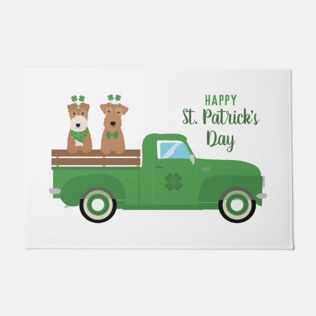Happy St Patricks Day Wire Fox Terrier Dog Deurmat (Voorkant)