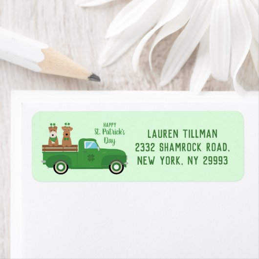 Happy St Patricks Day Wire Fox Terrier Dog Etiket (Insitu)