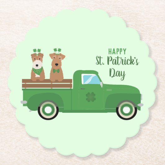 Happy St Patricks Day Wire Fox Terrier Dog Kartonnen Onderzetters (Voorkant)