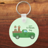 Happy St Patricks Day Wire Fox Terrier Dog Sleutelhanger (Achterkant)
