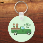 Happy St Patricks Day Wire Fox Terrier Dog Sleutelhanger (Voorkant)