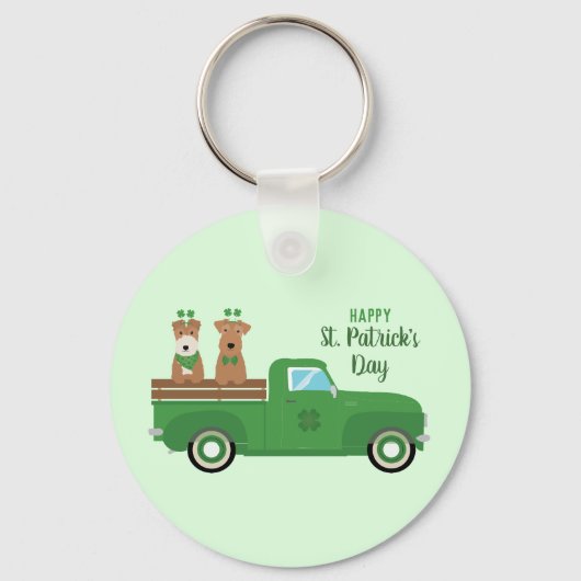 Happy St Patricks Day Wire Fox Terrier Dog Sleutelhanger (Achterkant)