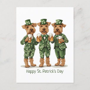 Happy St. Patrick's Day Wire Fox Terrier Honden Briefkaart