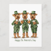 Happy St. Patrick's Day Wire Fox Terrier Honden Briefkaart (Voorkant)