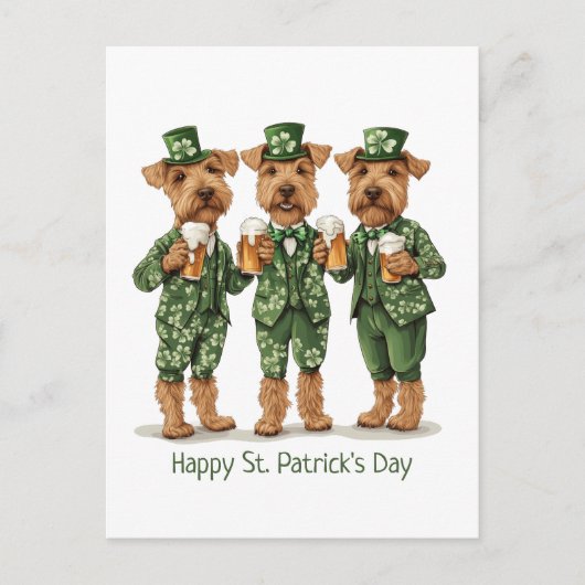 Happy St. Patrick's Day Wire Fox Terrier Honden Briefkaart (Voorkant)