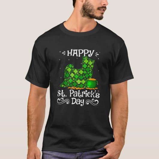 Happy St Patrick's Day Yorkshire Terrier Dog Shamr T-shirt (Voorkant)