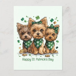Happy St. Patrick's Day Yorkshire Terriër Honden Briefkaart