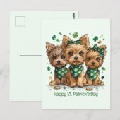 Happy St. Patrick's Day Yorkshire Terriër Honden Briefkaart (Voorkant / Achterkant)