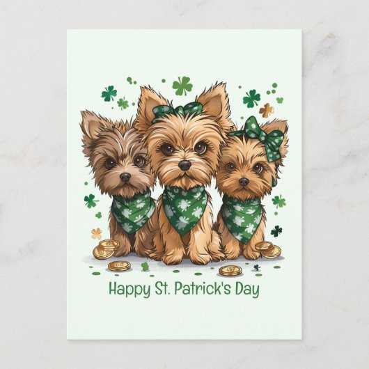 Happy St. Patrick's Day Yorkshire Terriër Honden Briefkaart (Voorkant)