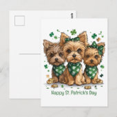 Happy St. Patrick's Day Yorkshire Terriër Honden Briefkaart (Voorkant / Achterkant)