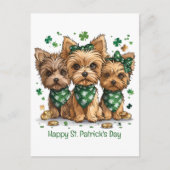 Happy St. Patrick's Day Yorkshire Terriër Honden Briefkaart (Voorkant)
