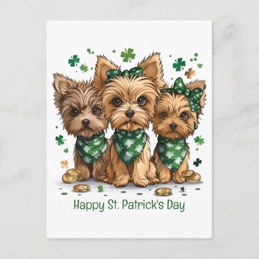 Happy St. Patrick's Day Yorkshire Terriër Honden Briefkaart (Voorkant)