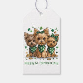 Happy St. Patrick's Day Yorkshire Terriër Honden Cadeaulabel (Voorkant)