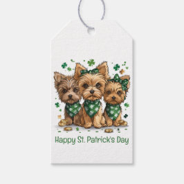 Happy St. Patrick's Day Yorkshire Terriër Honden Cadeaulabel