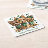 Happy St. Patrick's Day Yorkshire Terriër Honden Kartonnen Onderzetters (Schuin)