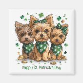 Happy St. Patrick's Day Yorkshire Terriër Honden Magneet (Voorkant)