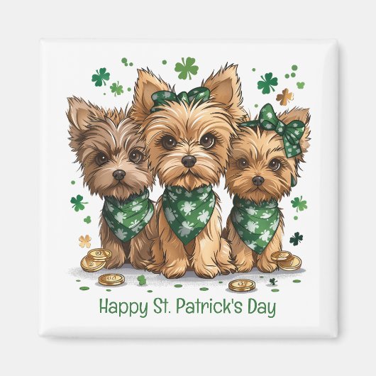 Happy St. Patrick's Day Yorkshire Terriër Honden Magneet (Voorkant)