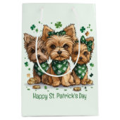 Happy St. Patrick's Day Yorkshire Terriër Honden Medium Cadeauzakje (Voorkant)