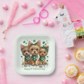 Happy St. Patrick's Day Yorkshire Terriër Honden Papieren Bordje (Feest)