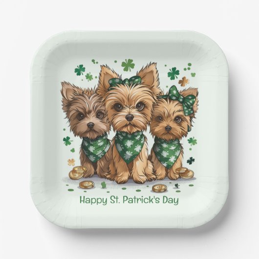 Happy St. Patrick's Day Yorkshire Terriër Honden Papieren Bordje (Voorkant)