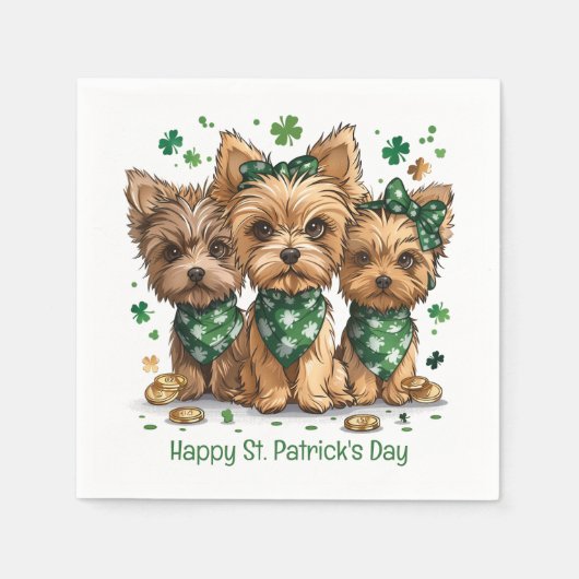 Happy St. Patrick's Day Yorkshire Terriër Honden Servet (Voorkant)