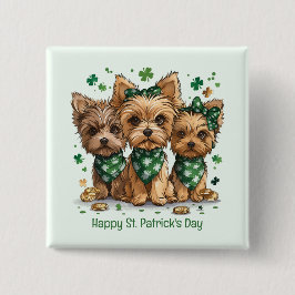 Happy St. Patrick's Day Yorkshire Terriër Honden Vierkante Button 5,1 Cm