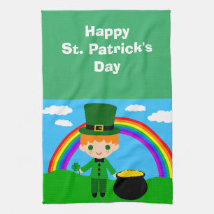 Happy St. Patrick's Day Young Leprechaun Theedoek