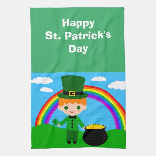 Happy St. Patrick's Day Young Leprechaun Theedoek (Verticaal)