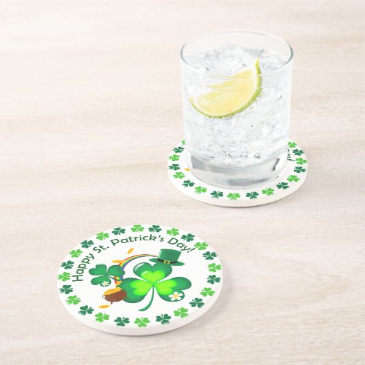 Happy St. Patrick's Day Zandsteen Onderzetter (Zijkant)