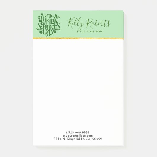 Happy St Patrick's Elegant Day Typography Design Post-it® Notes (Voorkant)