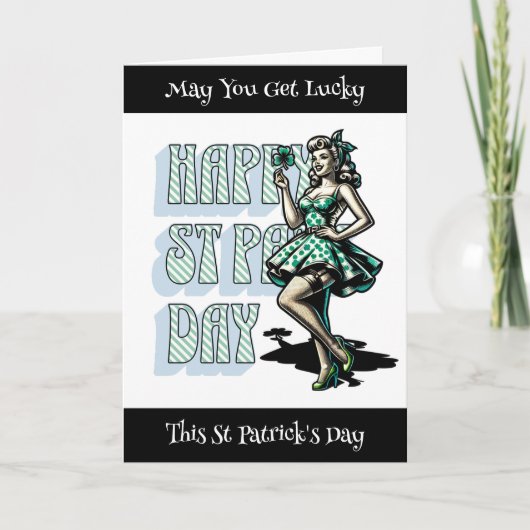 Happy St Patrick's Funny Pinup Meisje Kaart (Voorkant)