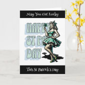 Happy St Patrick's Funny Pinup Meisje Kaart (Gele Bloem)