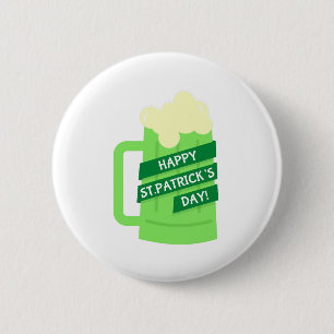 happy st patricks green beer ronde button 5,7 cm