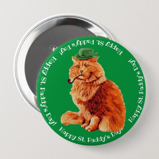 Happy St. Patrick's Lucky Cat Button (Voorkant /achterkant)