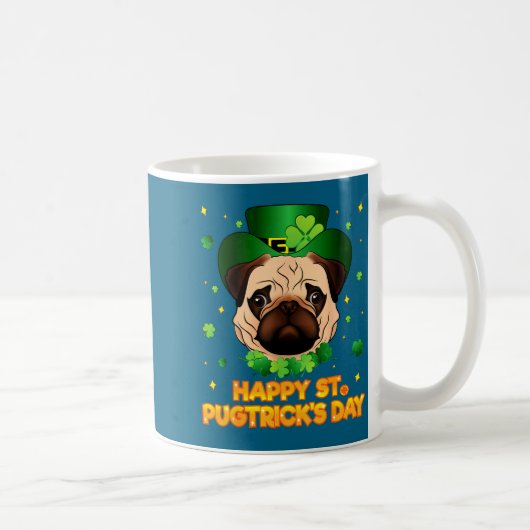 Happy St Patricks Pugtricks Day Irish Pug Leprecha Koffiemok (Rechts)