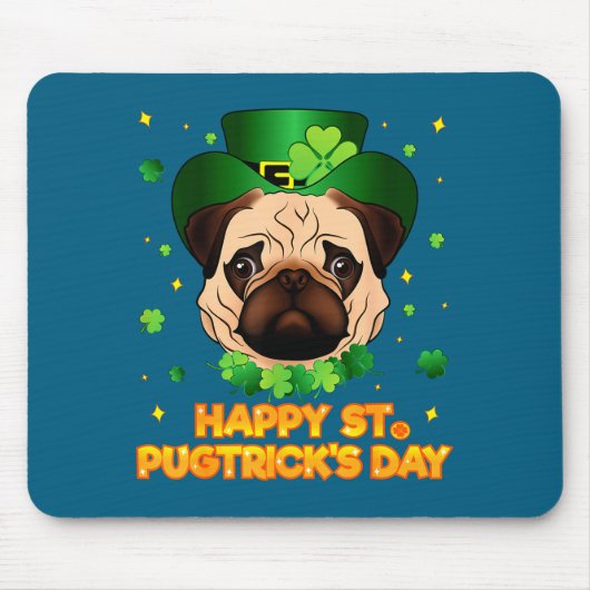 Happy St Patricks Pugtricks Day Irish Pug Leprecha Muismat (Voorkant)