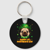Happy St Patricks Pugtricks Day Irish Pug Leprecha Sleutelhanger (Voorkant)