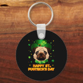 Happy St Patricks Pugtricks Day Irish Pug Leprecha Sleutelhanger (Voorkant)