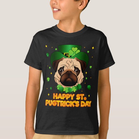 Happy St Patricks Pugtricks Day Irish Pug Leprecha T-shirt (Voorkant)